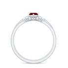 Certified Marquise Ruby Solitaire Wedding Ring Set with Diamond AAA - Rosec Jewels