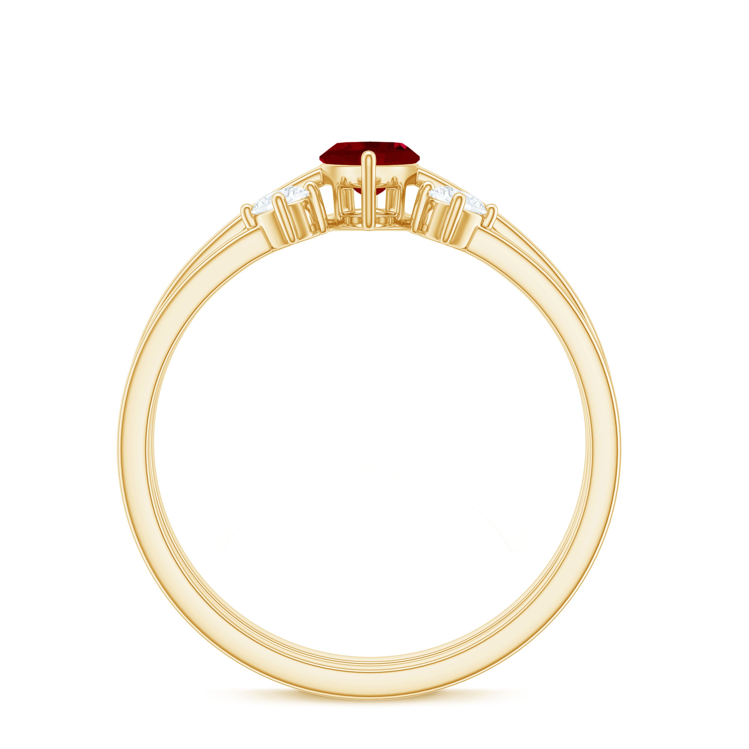 Certified Marquise Ruby Solitaire Wedding Ring Set with Diamond AAA - Rosec Jewels