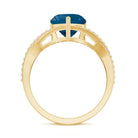 London Blue Topaz and Diamond Heart Engagement Ring in Crossover Band AAA - Rosec Jewels