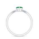 Rosec Jewels-Designer Emerald Heart Engagement Ring with Diamond