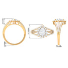 Pear Cut Zircon Statement Engagement Ring AAAA - Rosec Jewels