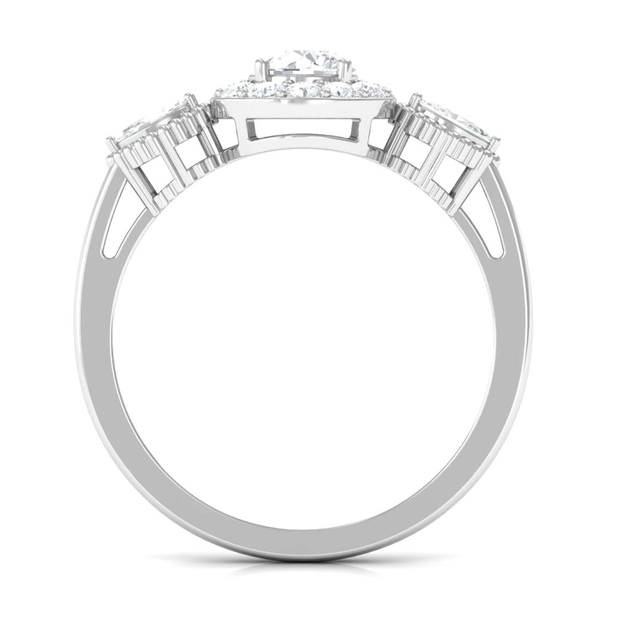 Classic Round Zircon Engagement Ring with Halo AAAA - Rosec Jewels