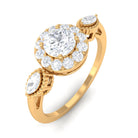 Classic Round Zircon Engagement Ring with Halo AAAA - Rosec Jewels