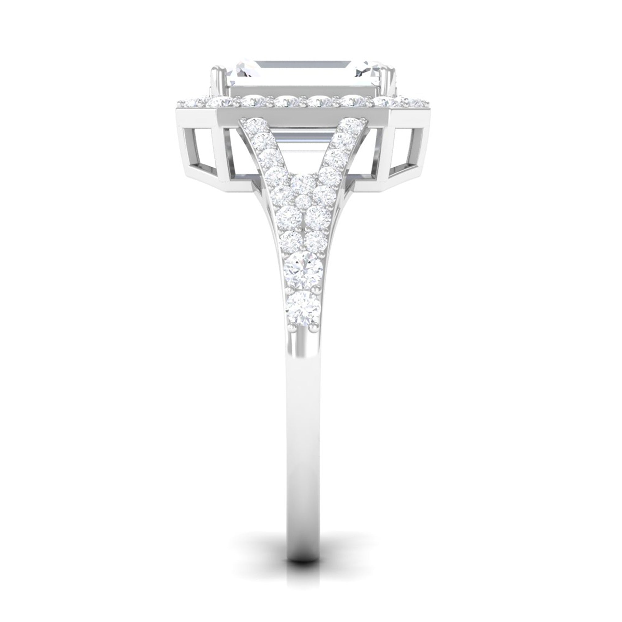 5 CT Split Shank Octagon Cut Zircon Statement Engagement Ring AAAA - Rosec Jewels