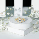 Pear Shaped Cubic Zirconia Split Shank Engagement Ring for Women AAAA - Rosec Jewels