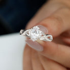 2.25 CT Crossover Shank Oval Zircon Flower Engagement Ring AAAA - Rosec Jewels