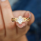 2.25 CT Crossover Shank Oval Zircon Flower Engagement Ring AAAA - Rosec Jewels