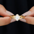 2.25 CT Crossover Shank Oval Zircon Flower Engagement Ring AAAA - Rosec Jewels