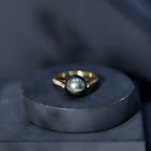 Real Tahitian Pearl Solitaire Engagement Ring with Diamond AAA - Rosec Jewels