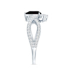 Designer Black Opal Teardrop Crossover Ring with Diamond AAA - Rosec Jewels