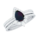 Natural Black Opal Bridal Ring Set With Moissanite AAA - Rosec Jewels