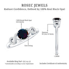 Round Black Opal Criss Cross Promise Ring with Diamond AAA - Rosec Jewels