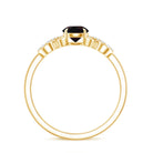 Round Black Opal Criss Cross Promise Ring with Diamond AAA - Rosec Jewels