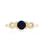 Round Black Opal Criss Cross Promise Ring with Diamond AAA - Rosec Jewels
