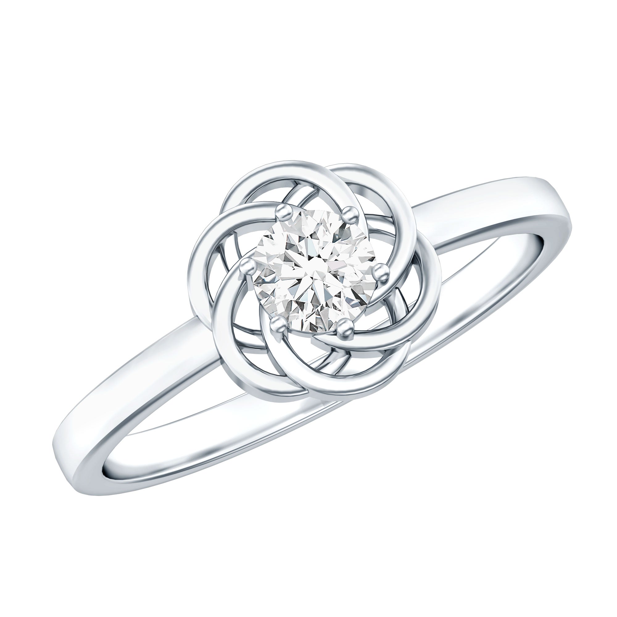 Rosec Jewels-Solitaire Lab Grown Diamond Flower Promise Ring with Certificate