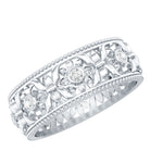Floral Inspired Lab Grown Diamond Filigree Wedding Band Lab - ( EF-VS ) - Rosec Jewels