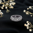Floral Inspired Lab Grown Diamond Filigree Wedding Band Lab - ( EF-VS ) - Rosec Jewels