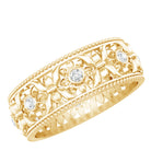 Floral Inspired Lab Grown Diamond Filigree Wedding Band Lab - ( EF-VS ) - Rosec Jewels