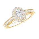 Vintage Inspired Lab Grown Diamond Double Halo Engagement Ring Lab - ( EF-VS ) - Rosec Jewels