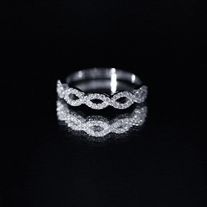 Rosec Jewels-Pave Set Lab Grown Diamond Infinity Wedding Band