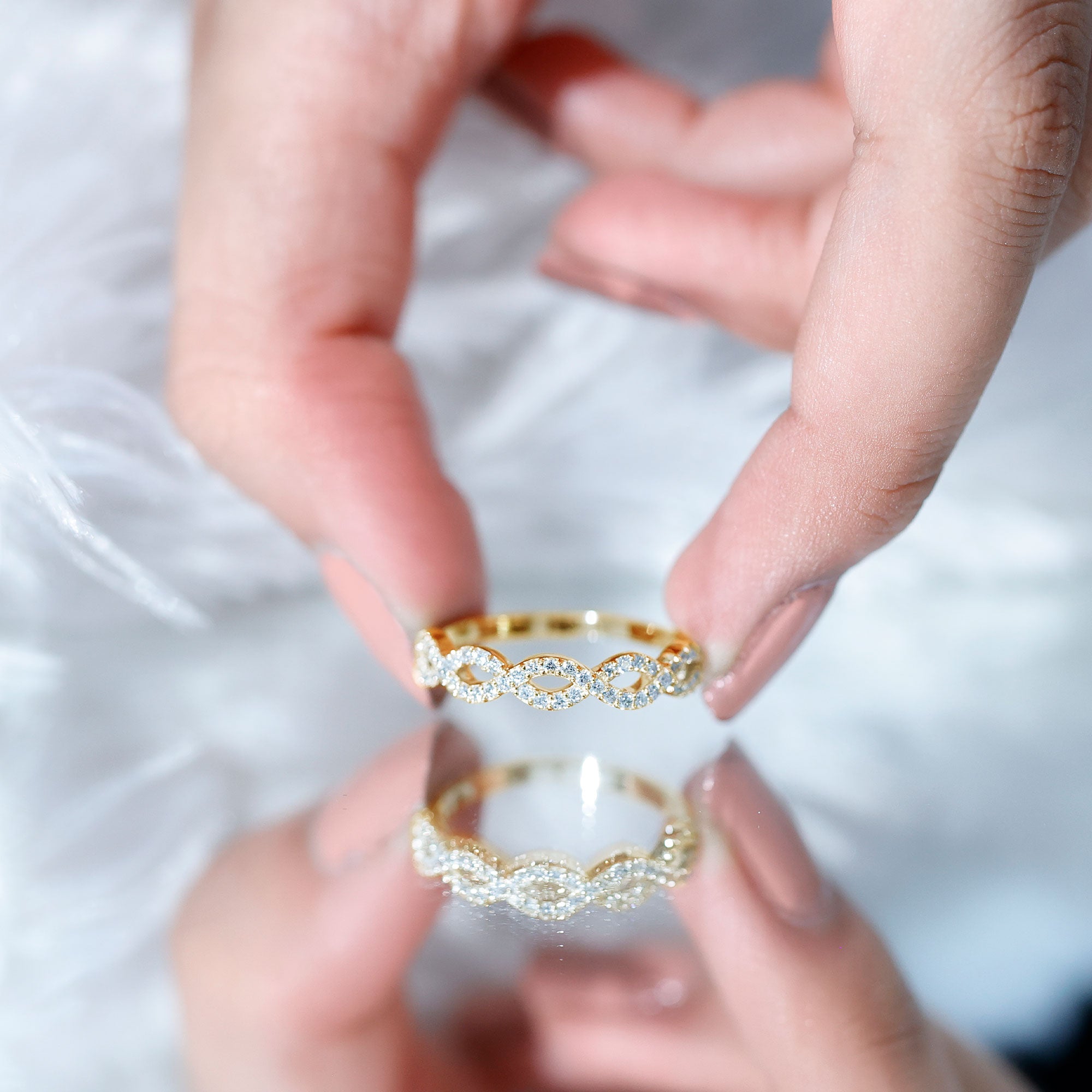 Rosec Jewels-Pave Set Lab Grown Diamond Infinity Wedding Band