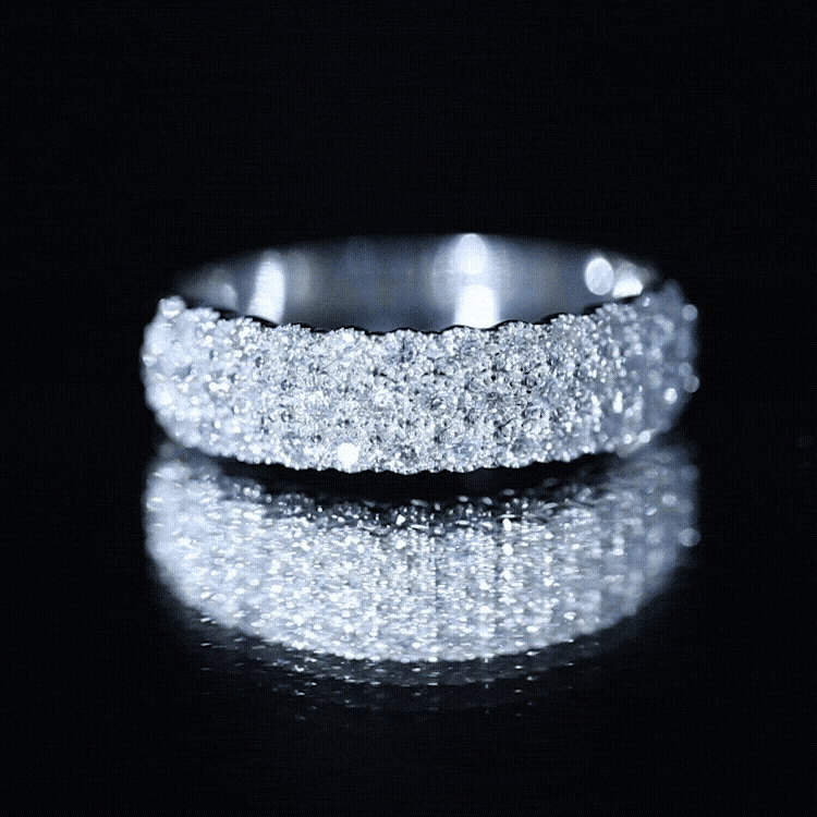 3 Row Lab Grown Diamond Wide Wedding Band with Certificate Lab - ( EF-VS ) - Rosec Jewels