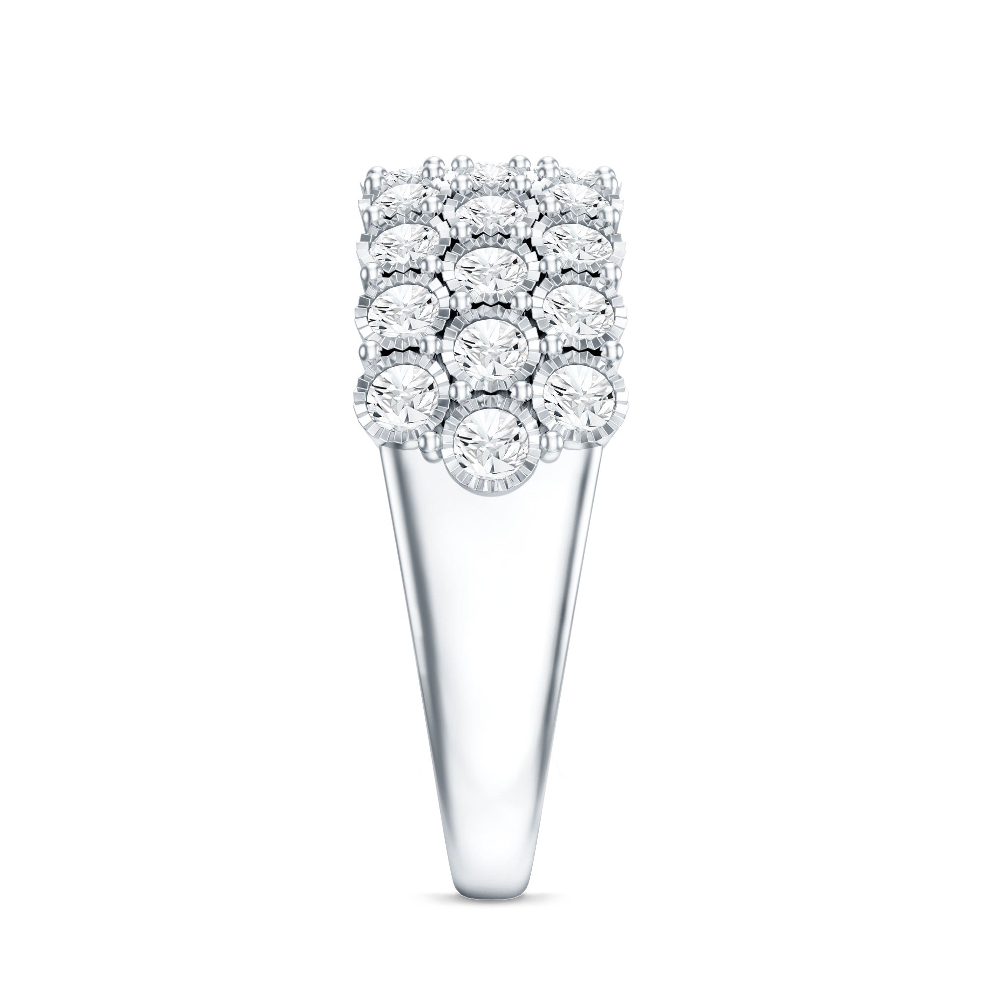 Rosec Jewels-3 Row Lab Grown Diamond Wide Wedding Band with Certificate