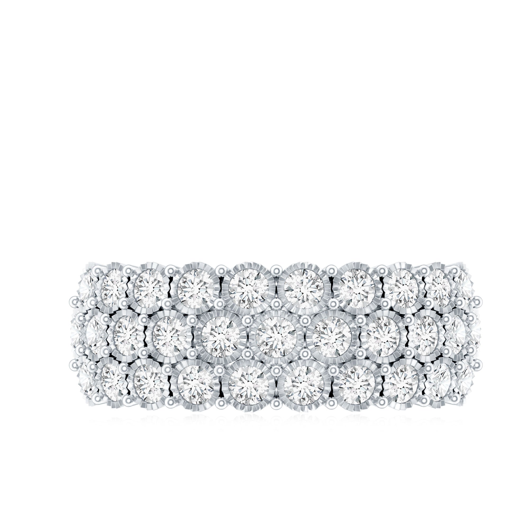 Rosec Jewels-3 Row Lab Grown Diamond Wide Wedding Band with Certificate