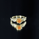 Rosec Jewels-Genuine Citrine Rose Engagement Ring with Diamonds