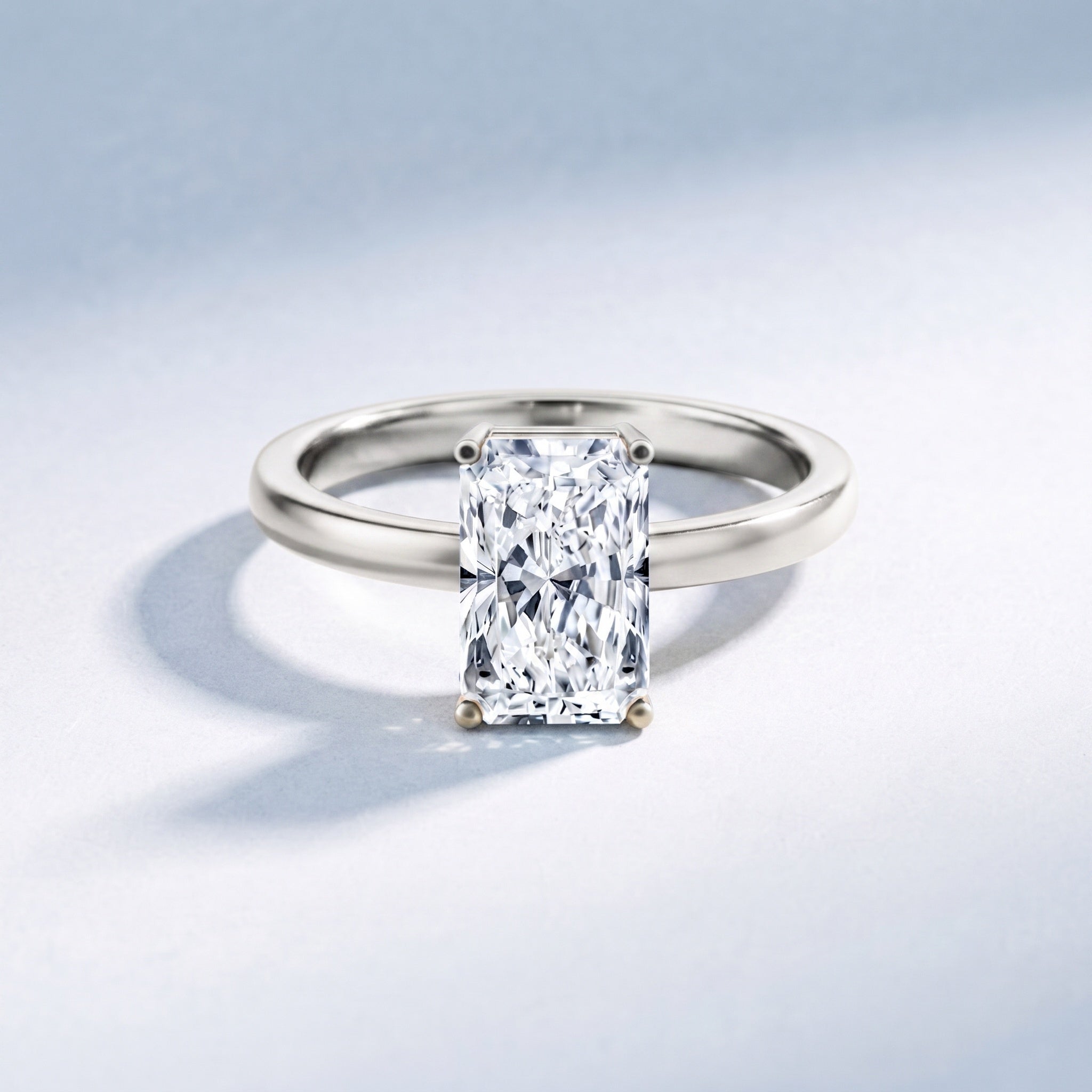 IGI Certified Solitaire Lab Grown Diamond Radiant Cut Engagement Ring 2 Carat Lab - ( E-VS1 ) - Rosec Jewels