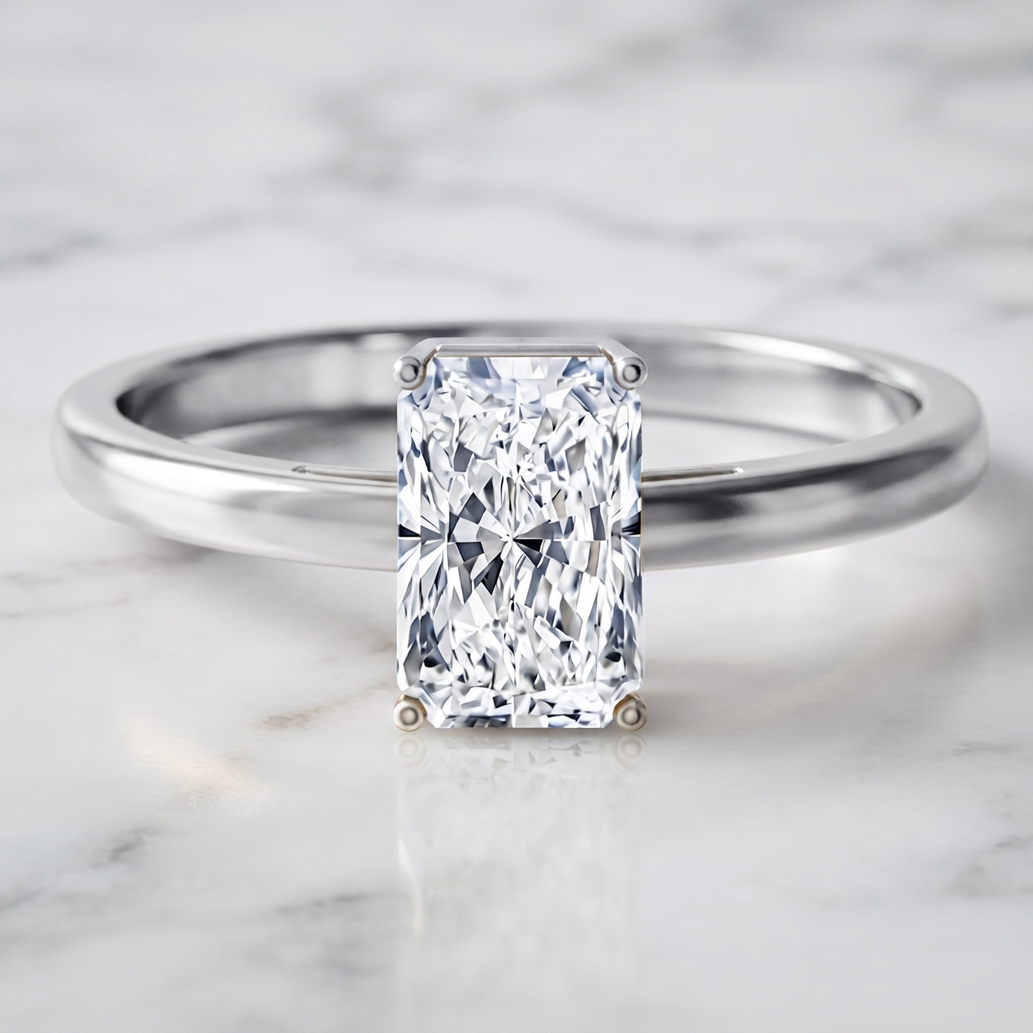 IGI Certified Solitaire Lab Grown Diamond Radiant Cut Engagement Ring 2 Carat Lab - ( E-VS1 ) - Rosec Jewels