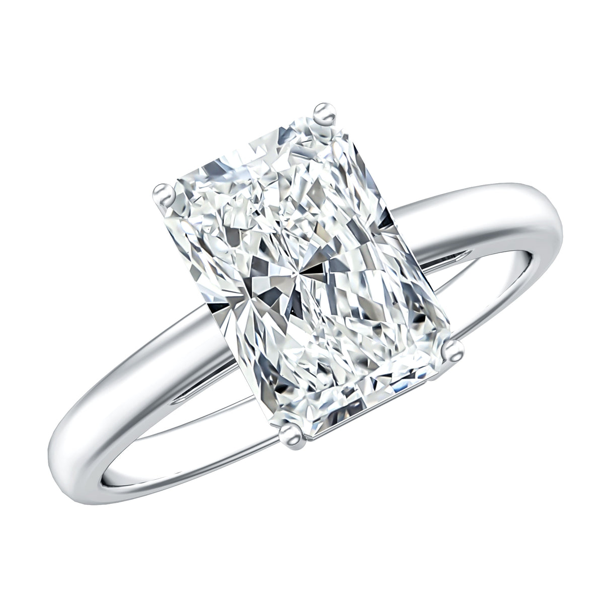 Solitaire 3 Carat Radiant Cut Lab Created Diamond Engagement Ring IGI Certified Lab - ( E-VS1 ) - Rosec Jewels