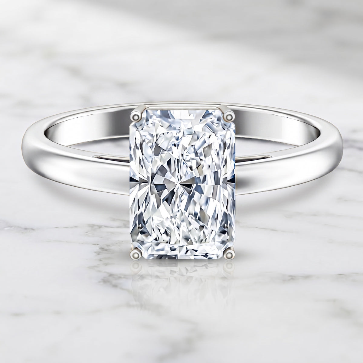 Solitaire 3 Carat Radiant Cut Lab Created Diamond Engagement Ring IGI Certified Lab - ( E-VS1 ) - Rosec Jewels