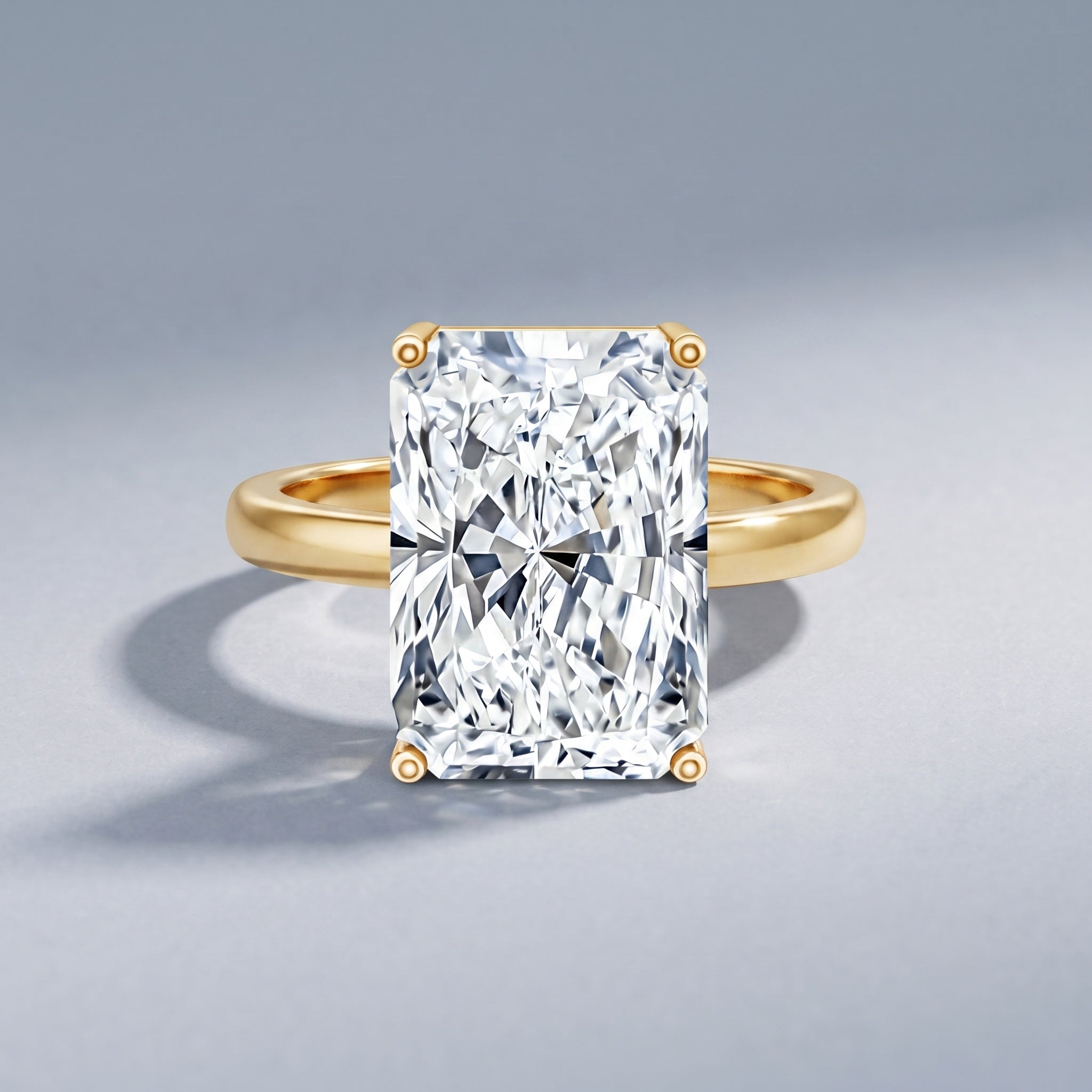 Solitaire 3 Carat Radiant Cut Lab Created Diamond Engagement Ring IGI Certified Lab - ( E-VS1 ) - Rosec Jewels