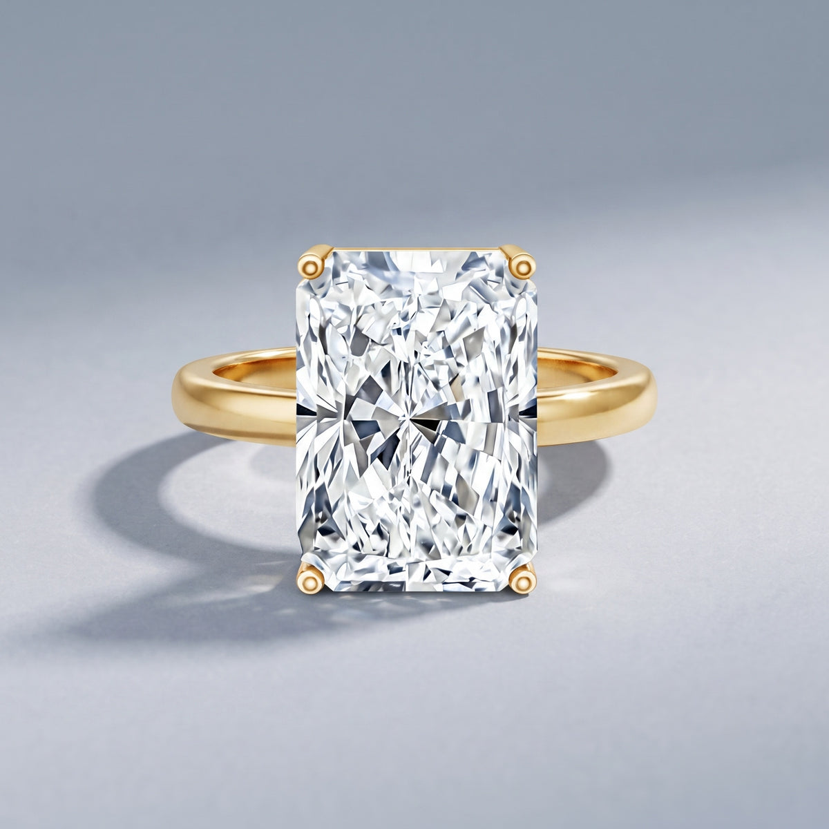 Solitaire 3 Carat Radiant Cut Lab Created Diamond Engagement Ring IGI Certified Lab - ( E-VS1 ) - Rosec Jewels