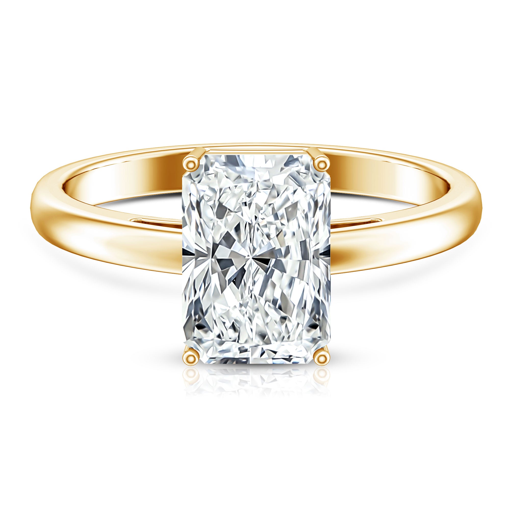 Rosec Jewels-Solitaire 3 Carat Radiant Cut Lab Created Diamond Engagement Ring IGI Certified