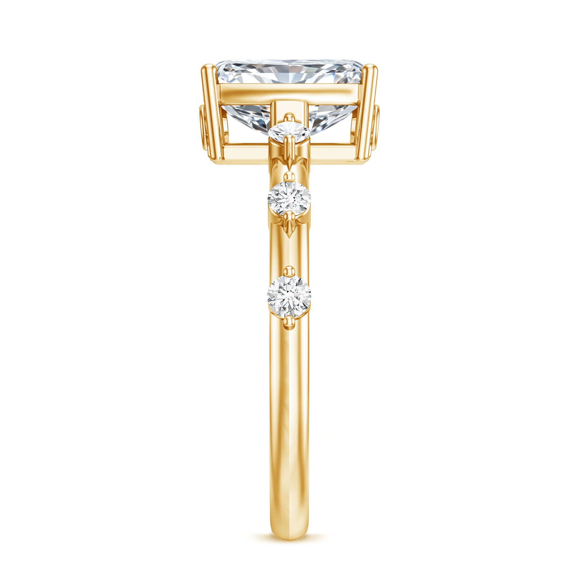 Rosec Jewels-IGI Certified 2 Carat Radiant Cut Lab Grown Diamond Engagement Ring with Spaced Accent