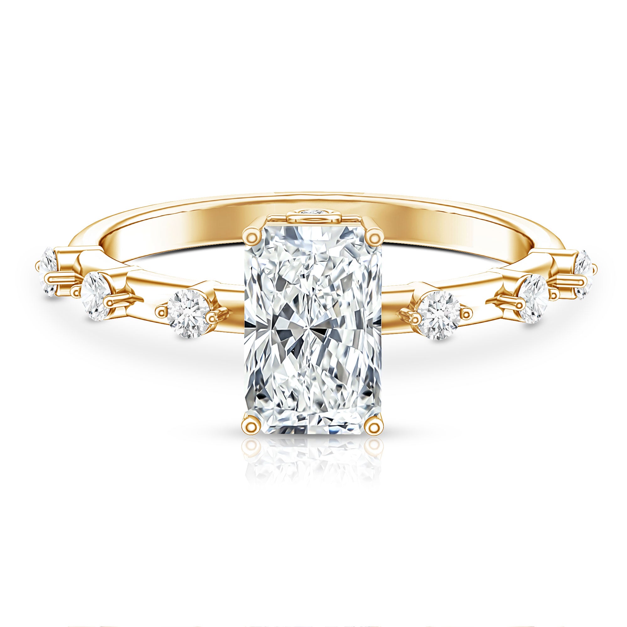 Rosec Jewels-IGI Certified 2 Carat Radiant Cut Lab Grown Diamond Engagement Ring with Spaced Accent