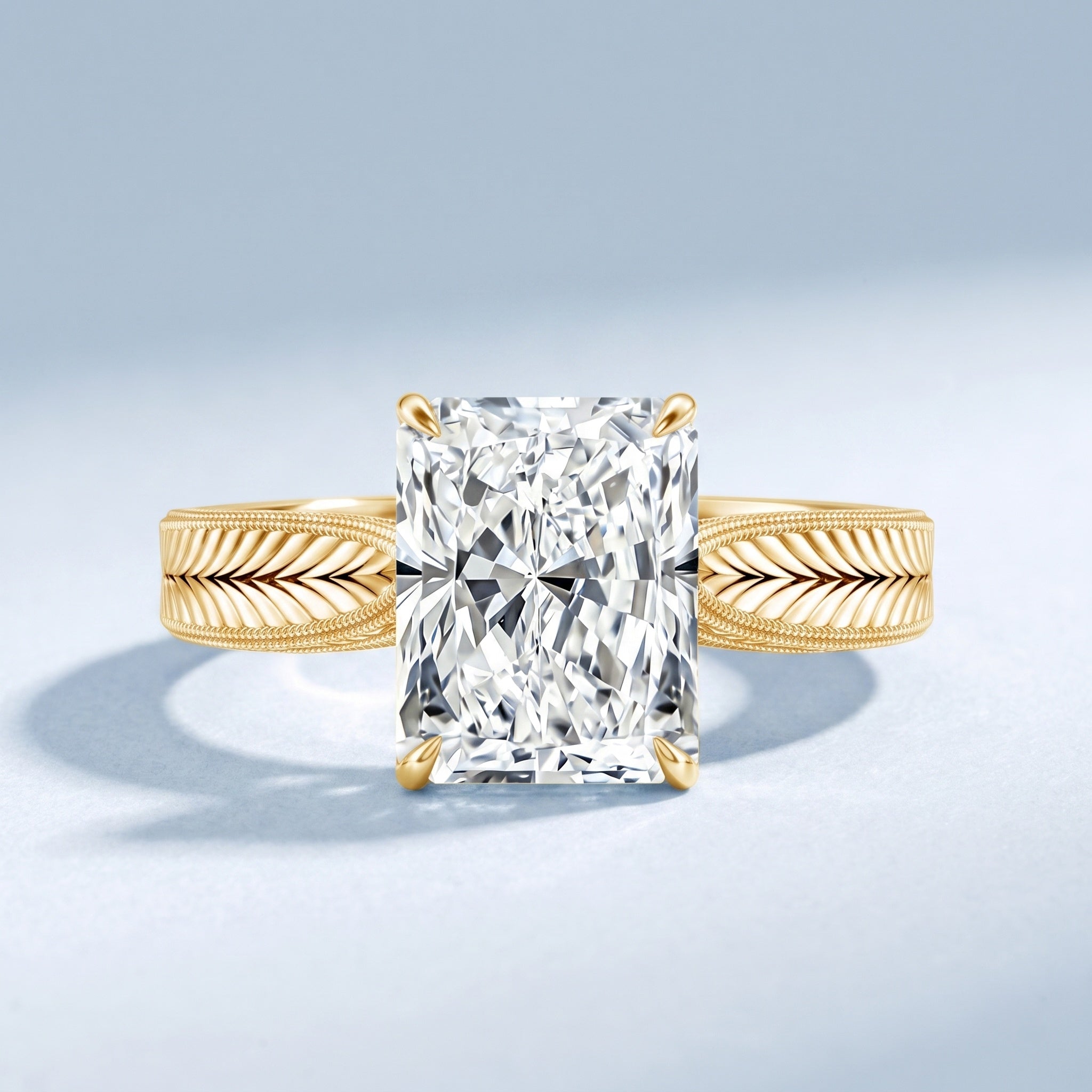 Vintage Inspired 3 Carat Radiant Cut Lab Grown Diamond Engagement Ring IGI Certified Lab - ( E-VS1 ) - Rosec Jewels