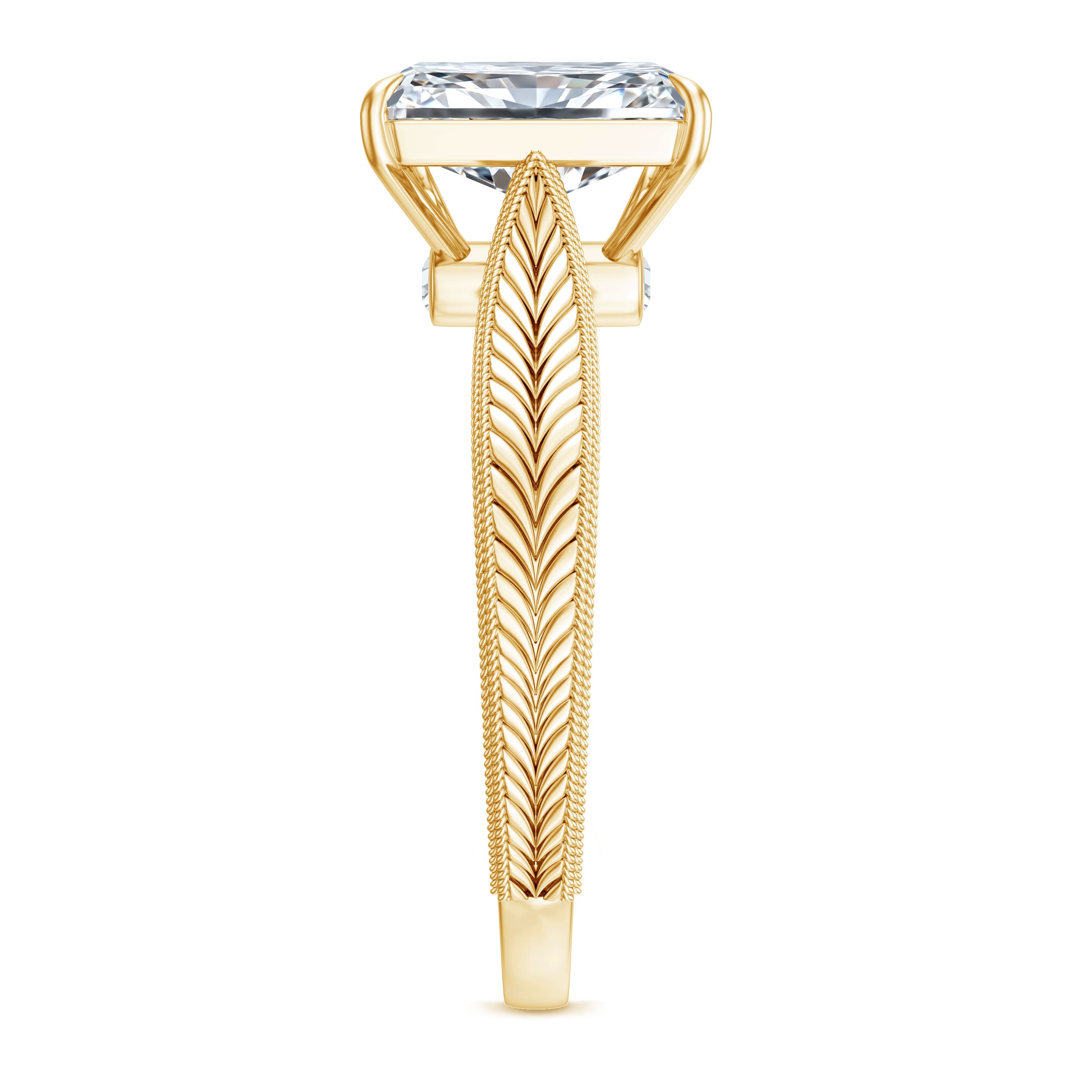Vintage Inspired 3 Carat Radiant Cut Lab Grown Diamond Engagement Ring IGI Certified Lab - ( E-VS1 ) - Rosec Jewels