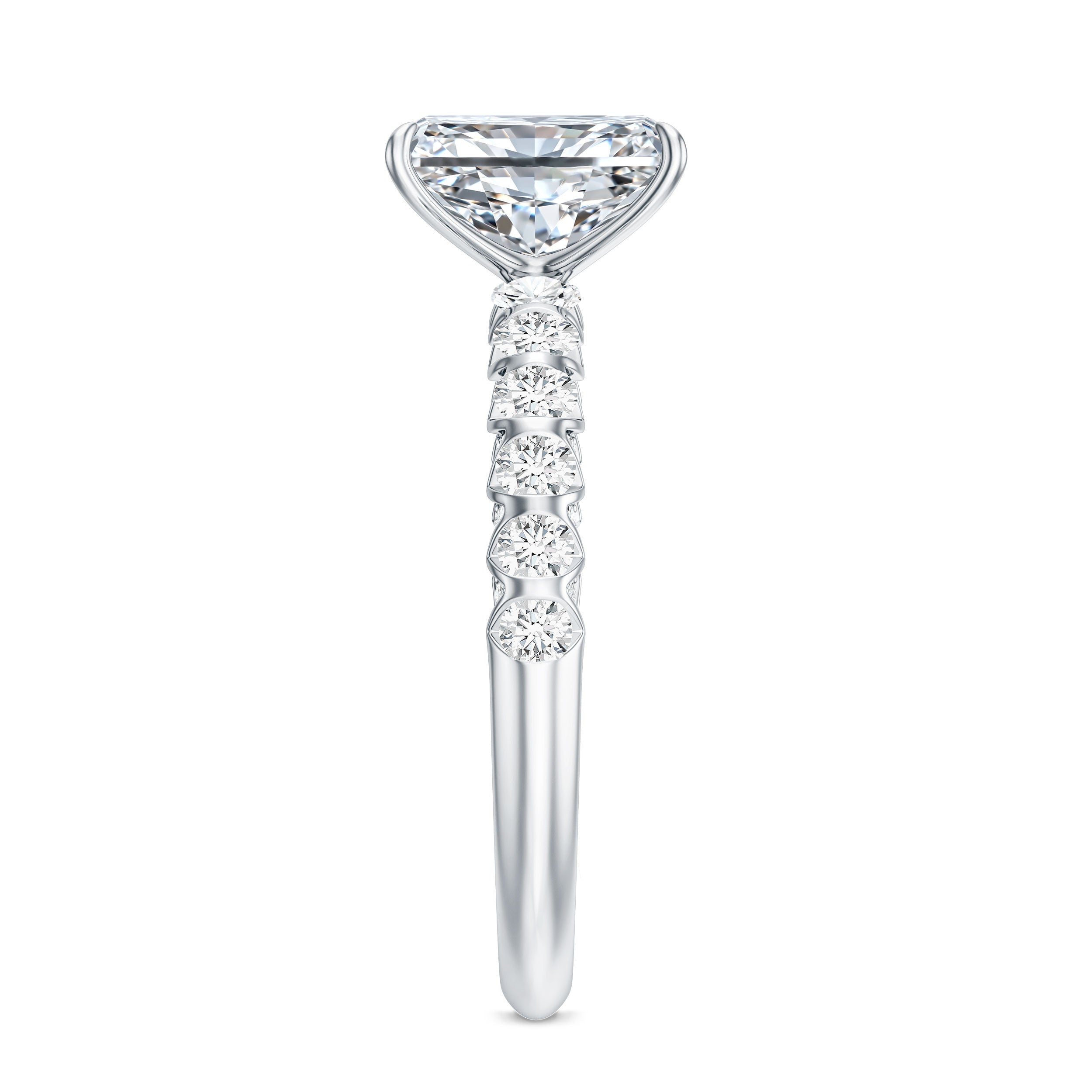 Lab Grown 2 Carat Diamond Radiant Cut Side Stone Engagement Ring IGI Certified Lab - ( E-VS1 ) - Rosec Jewels