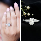 IGI Certified Radiant Cut Lab Grown Diamond Hidden Halo Engagement Ring 2 Carat Lab - ( E-VS1 ) - Rosec Jewels