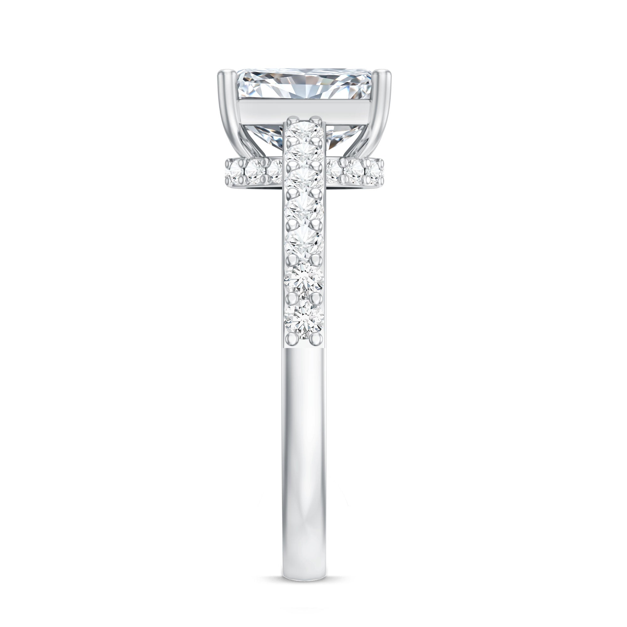 IGI Certified Radiant Cut Lab Grown Diamond Hidden Halo Engagement Ring 2 Carat Lab - ( E-VS1 ) - Rosec Jewels