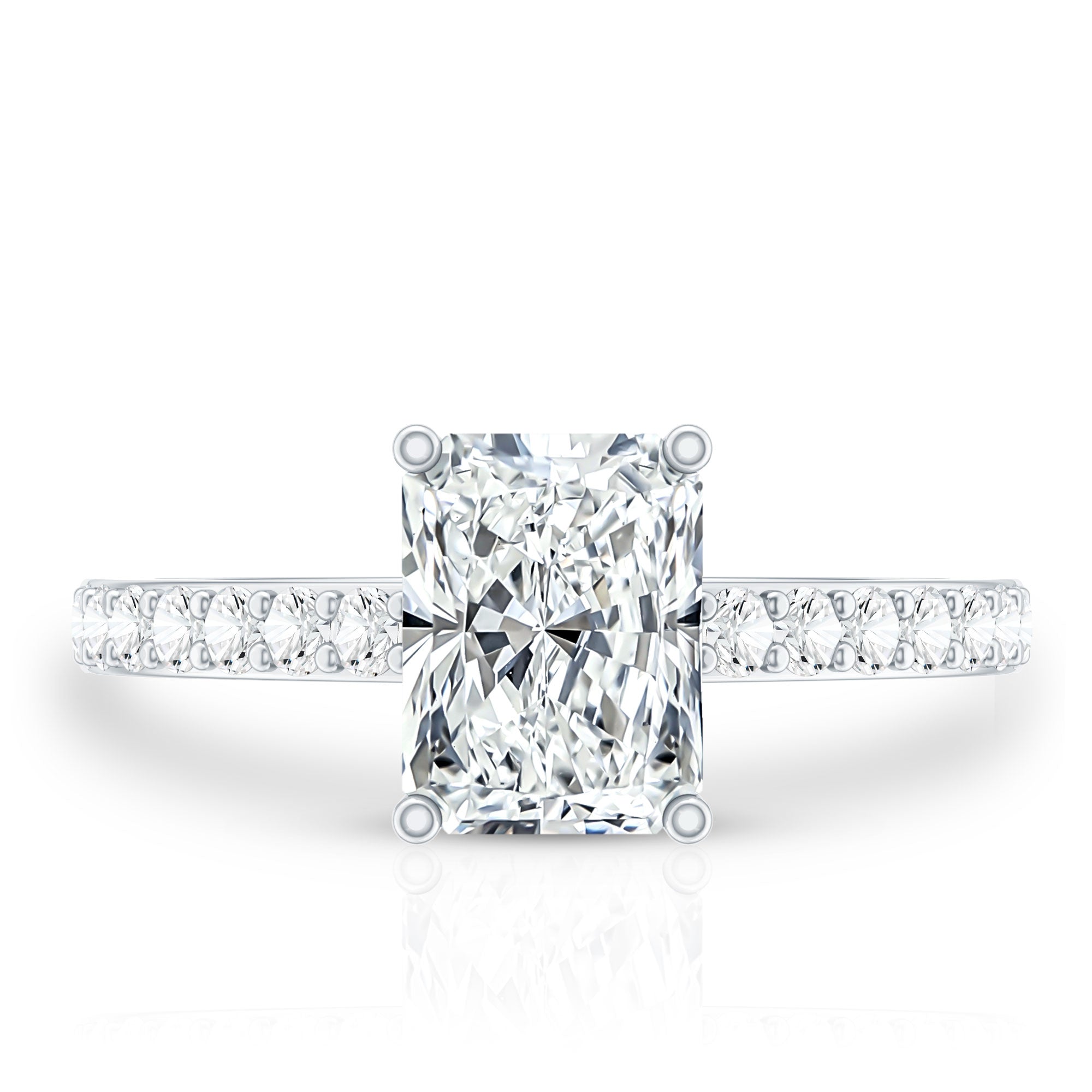 IGI Certified Radiant Cut Lab Grown Diamond Hidden Halo Engagement Ring 2 Carat Lab - ( E-VS1 ) - Rosec Jewels