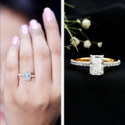 IGI Certified Radiant Cut Lab Grown Diamond Hidden Halo Engagement Ring 2 Carat Lab - ( E-VS1 ) - Rosec Jewels