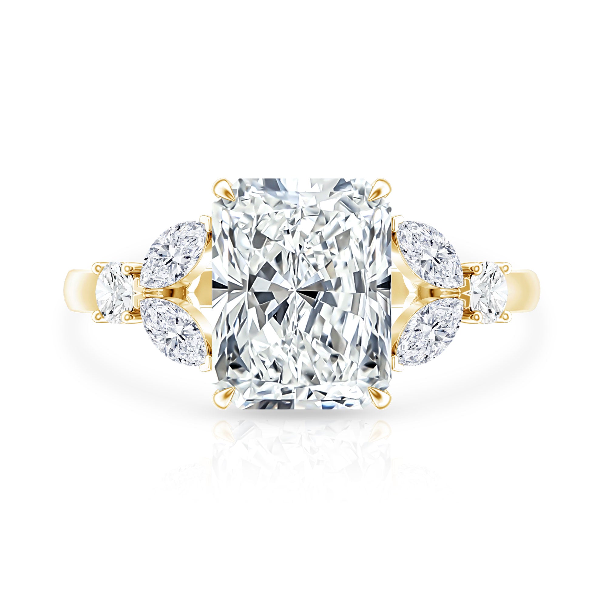 IGI Certified 2 Carat Lab Grown Diamond Engagement Ring with Radiant Cut Lab - ( E-VS1 ) - Rosec Jewels