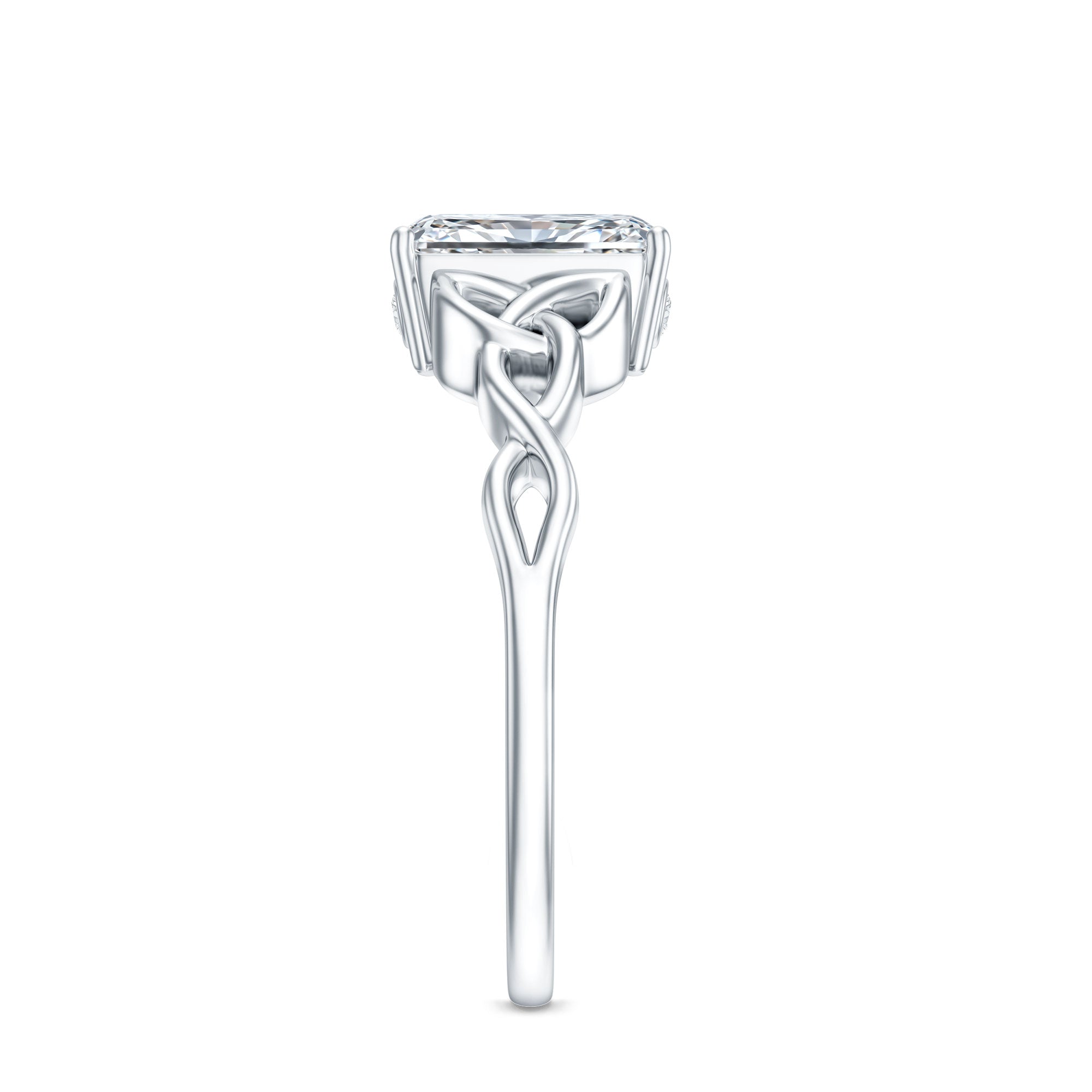 Rosec Jewels-IGI Certified 2 Carat Lab Grown Diamond Radiant Cut Engagement Ring with Celtic Knot