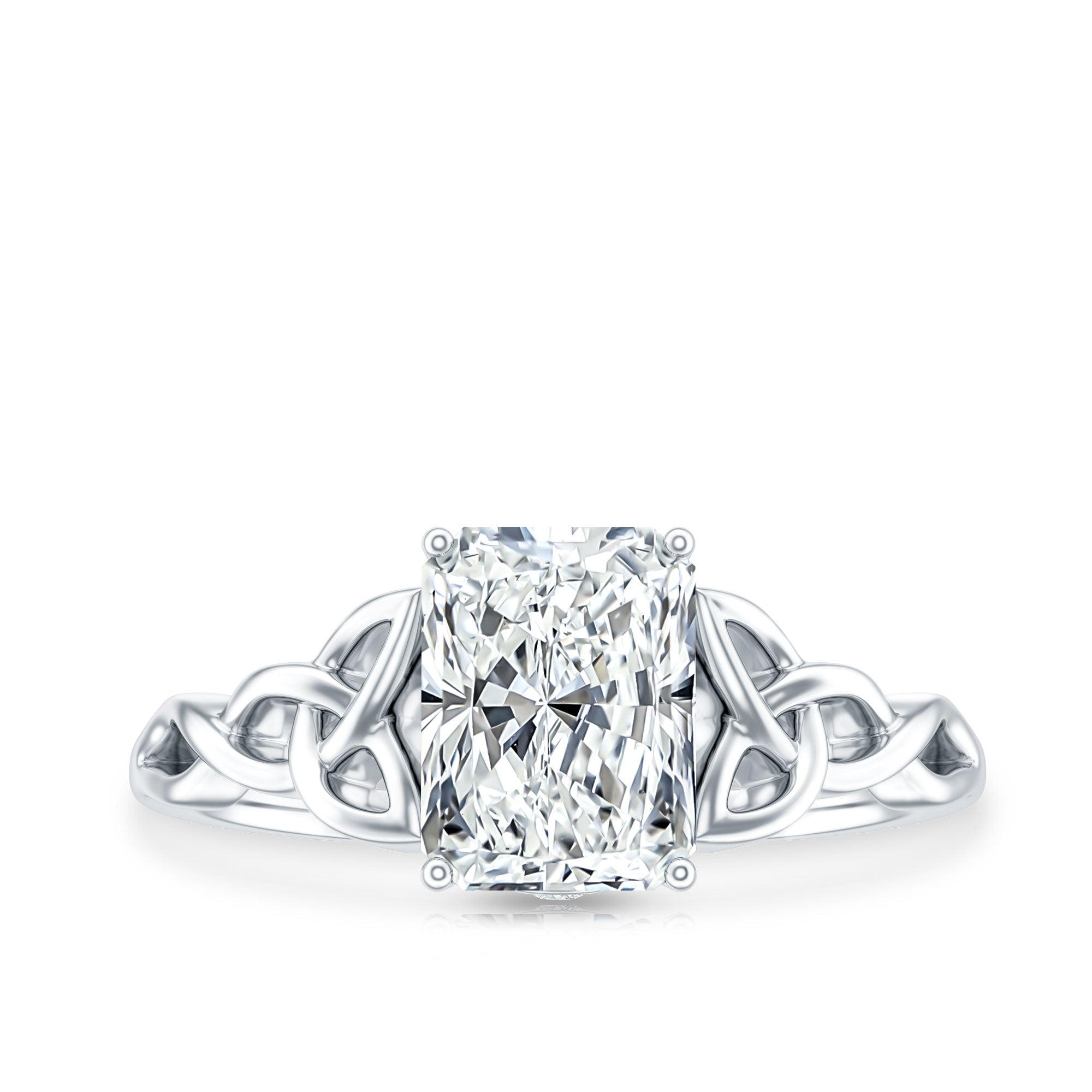 Rosec Jewels-IGI Certified 2 Carat Lab Grown Diamond Radiant Cut Engagement Ring with Celtic Knot