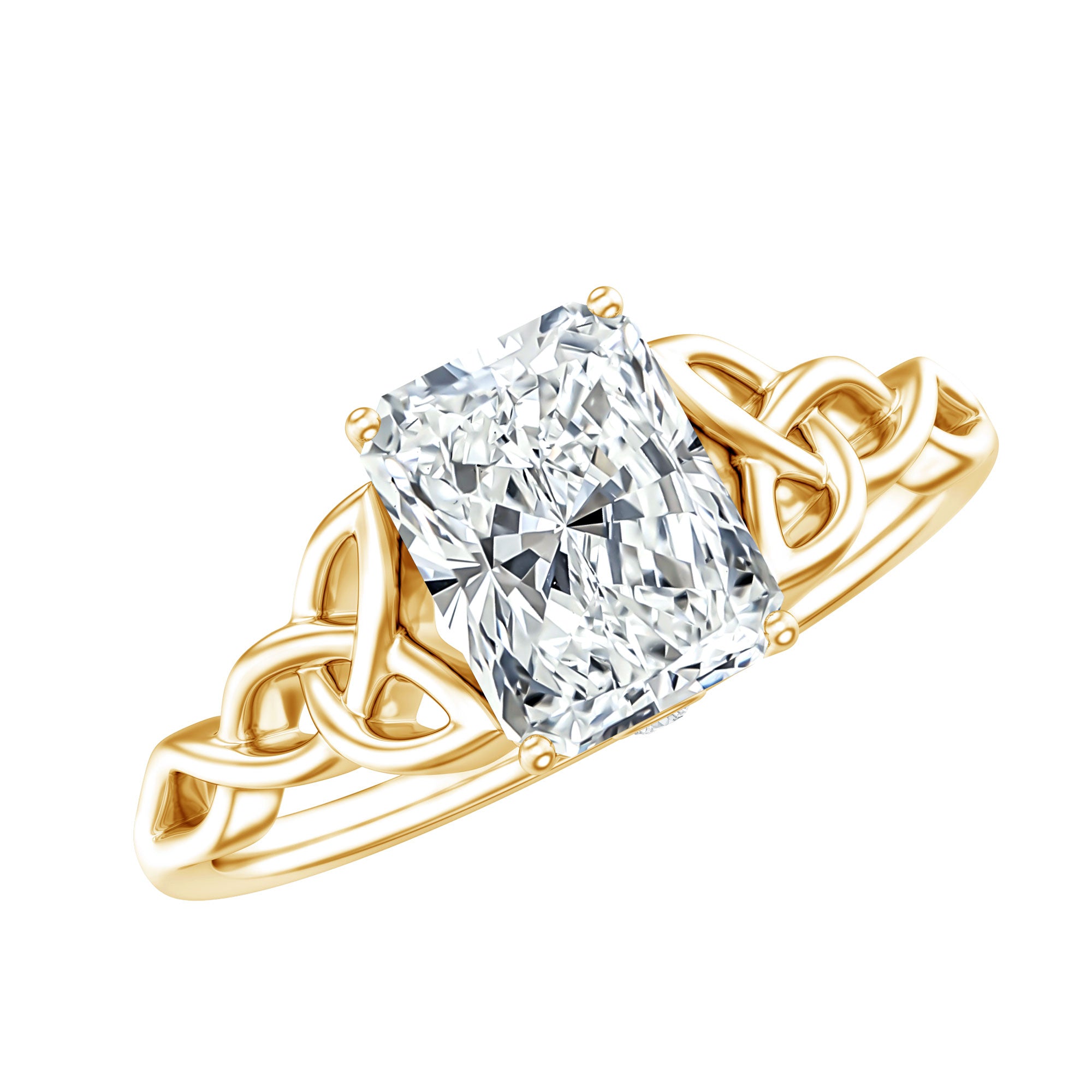 Rosec Jewels-IGI Certified 2 Carat Lab Grown Diamond Radiant Cut Engagement Ring with Celtic Knot