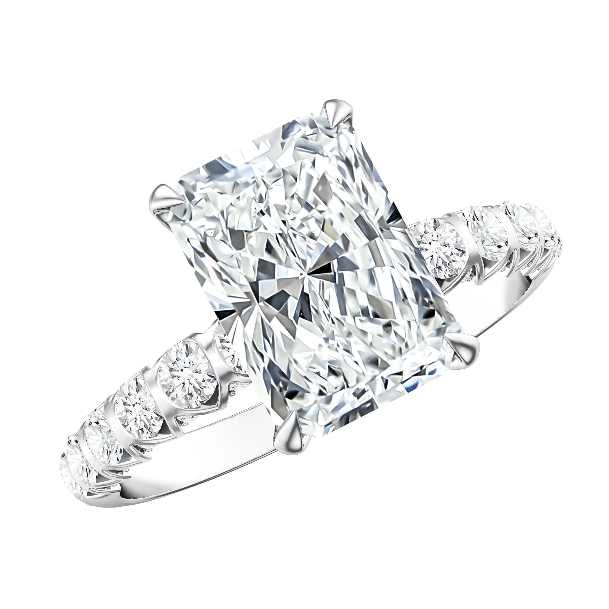 Rosec Jewels-Lab Grown 3 Carat Diamond Radiant Cut Engagement Ring with IGI Certificate